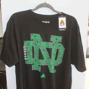 Notre Dame T-shirt  by Adidas Men's XL Black with green ND